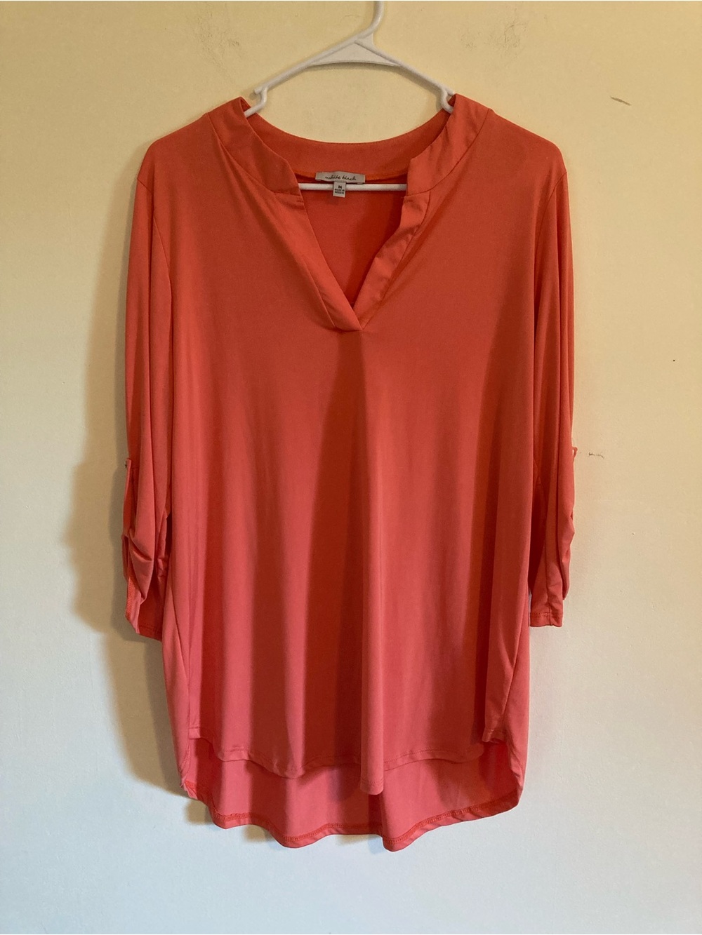 White Birch Coral V-Neck Blouse